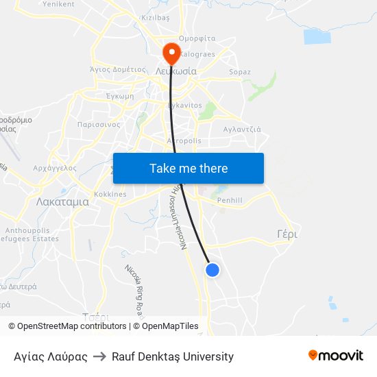 Αγίας Λαύρας to Rauf Denktaş University map