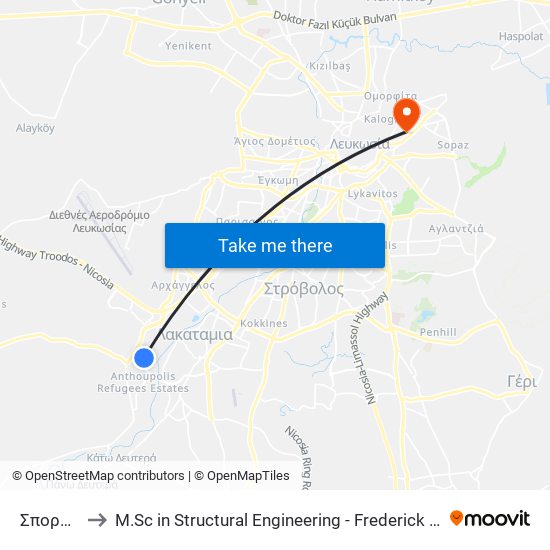 Σποράδων to M.Sc in Structural Engineering - Frederick University Cyprus map