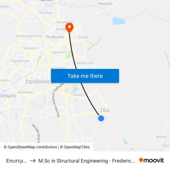 Επιστροφής to M.Sc in Structural Engineering - Frederick University Cyprus map