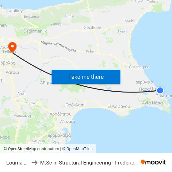 Louma Beach to M.Sc in Structural Engineering - Frederick University Cyprus map