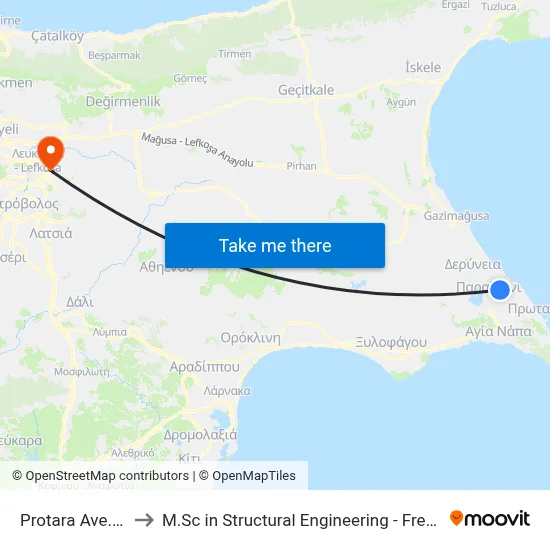 Protara Avenue - Psychari to M.Sc in Structural Engineering - Frederick University Cyprus map