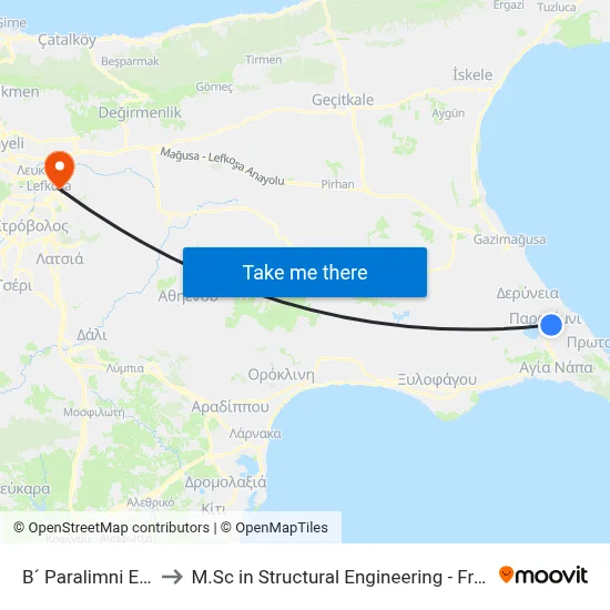 B´ Paralimni Elem. School to M.Sc in Structural Engineering - Frederick University Cyprus map