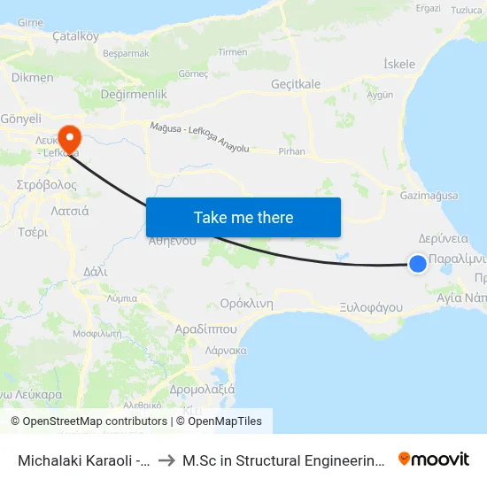 Michalakis Karaolis - Pampou Trankoula to M.Sc in Structural Engineering - Frederick University Cyprus map