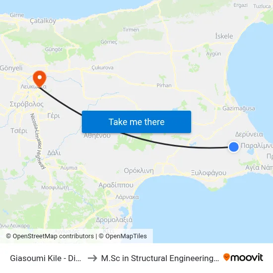 Giasoumi Kile - Dionysiou Solomou to M.Sc in Structural Engineering - Frederick University Cyprus map