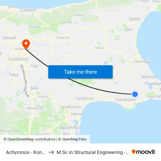 Achyronos - Konstantinou Kanari to M.Sc in Structural Engineering - Frederick University Cyprus map