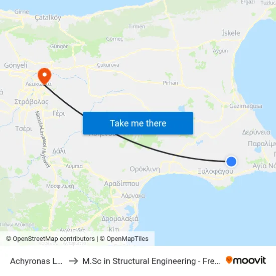 Achyronas Liopetriou to M.Sc in Structural Engineering - Frederick University Cyprus map