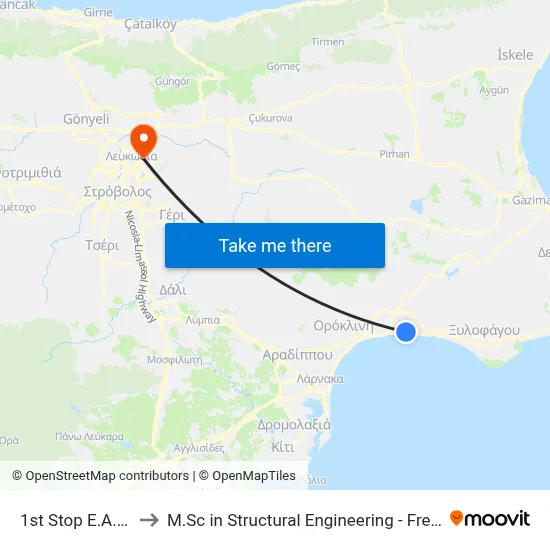 1st Stop EAC Dhekelia to M.Sc in Structural Engineering - Frederick University Cyprus map