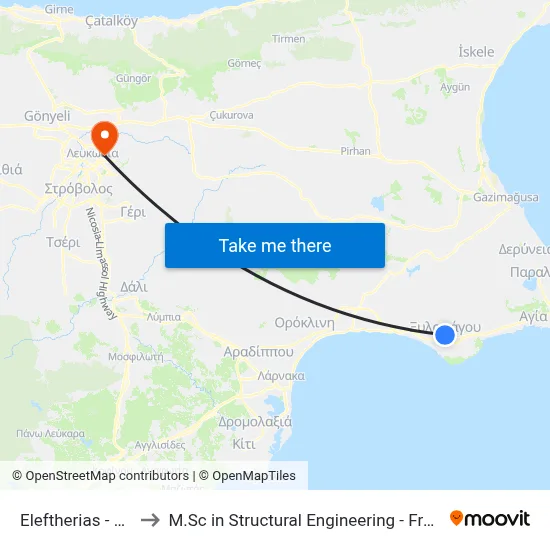 Eleftherias - Andrea Kazi to M.Sc in Structural Engineering - Frederick University Cyprus map