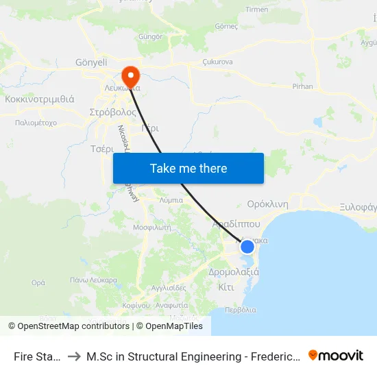 Fire Station 2 to M.Sc in Structural Engineering - Frederick University Cyprus map
