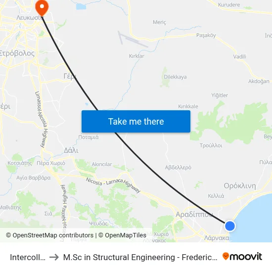 Intercollege to M.Sc in Structural Engineering - Frederick University Cyprus map
