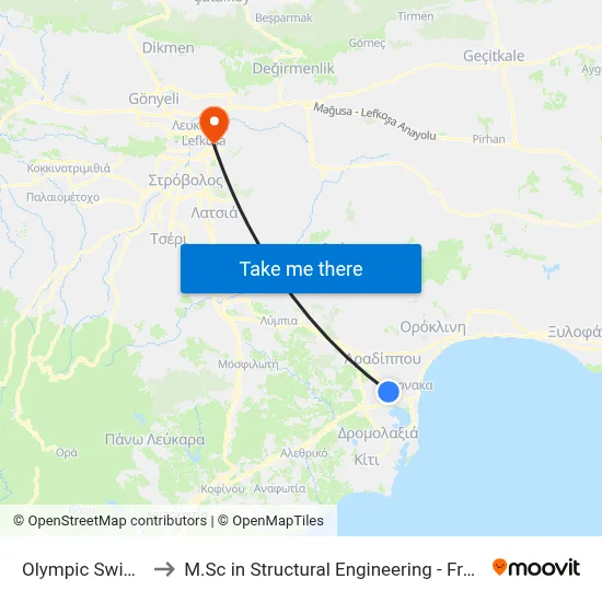 Olympic Swimming Pool to M.Sc in Structural Engineering - Frederick University Cyprus map