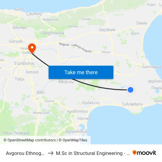 Avgorou Ethnographic Museum to M.Sc in Structural Engineering - Frederick University Cyprus map