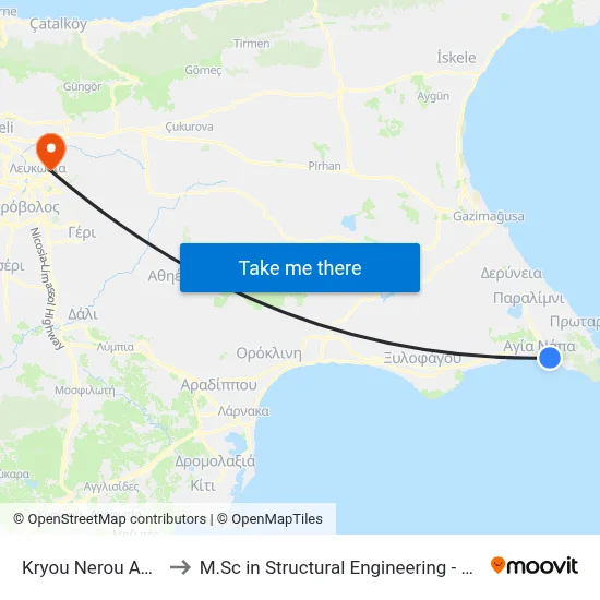 Kryou Nerou Ave. - 2nd Stop to M.Sc in Structural Engineering - Frederick University Cyprus map