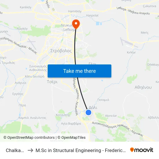 Chalkanoros to M.Sc in Structural Engineering - Frederick University Cyprus map