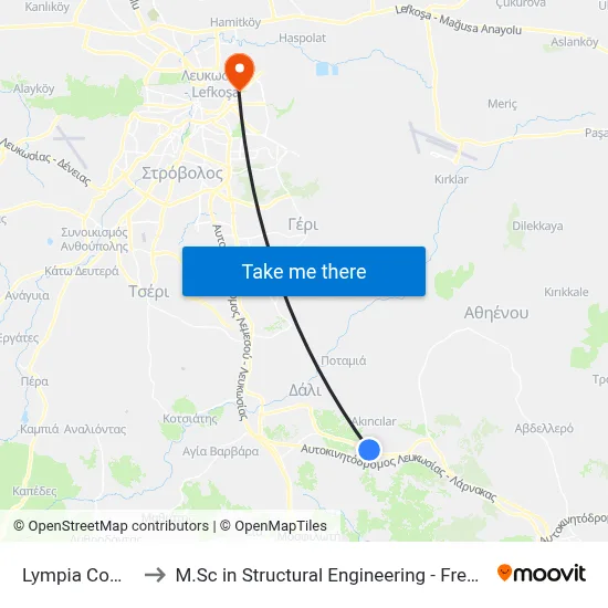 Lympia Comm. Board to M.Sc in Structural Engineering - Frederick University Cyprus map