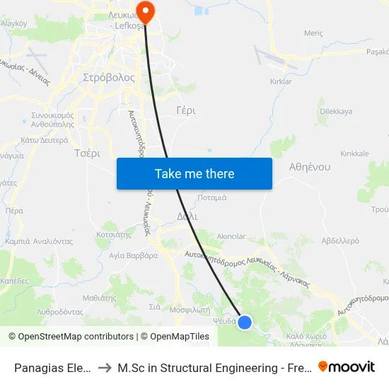 Panagias Eleousas Ave. to M.Sc in Structural Engineering - Frederick University Cyprus map