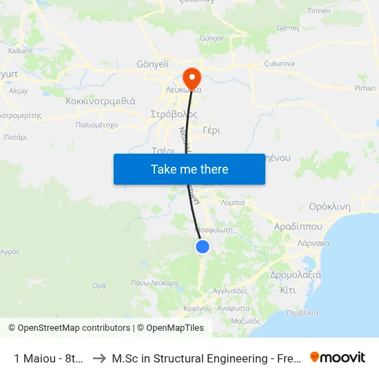 1 Maiou - 8th Kornos to M.Sc in Structural Engineering - Frederick University Cyprus map