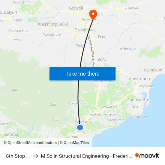 8th Stop Tochni to M.Sc in Structural Engineering - Frederick University Cyprus map