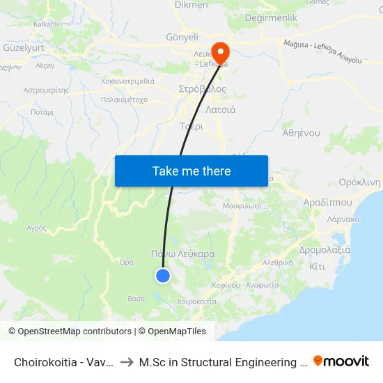 Choirokoitia - Vavla Road - 3rd Stop to M.Sc in Structural Engineering - Frederick University Cyprus map