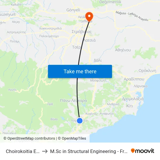 Choirokoitia Elem. School to M.Sc in Structural Engineering - Frederick University Cyprus map