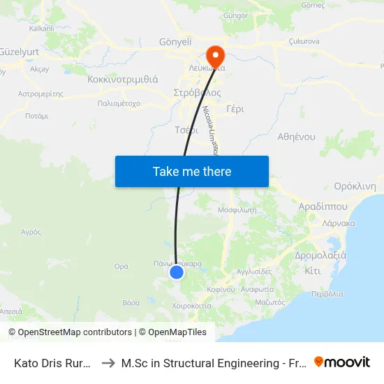 Kato Dris Rural Museum to M.Sc in Structural Engineering - Frederick University Cyprus map