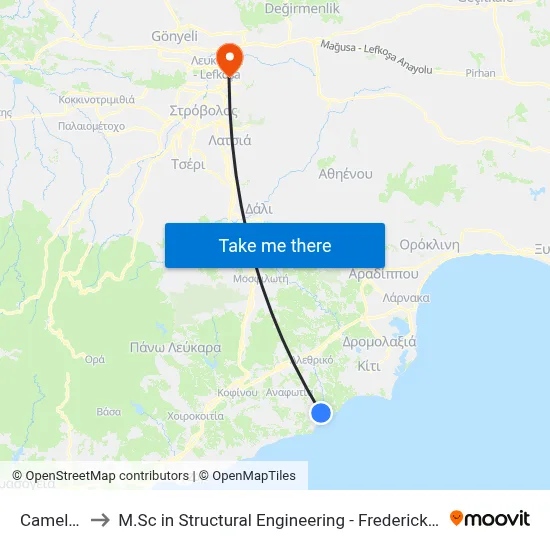 Camel Park to M.Sc in Structural Engineering - Frederick University Cyprus map
