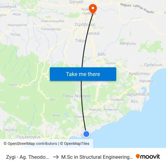 Zygi - Ag. Theodoros Road - 1st Stop to M.Sc in Structural Engineering - Frederick University Cyprus map