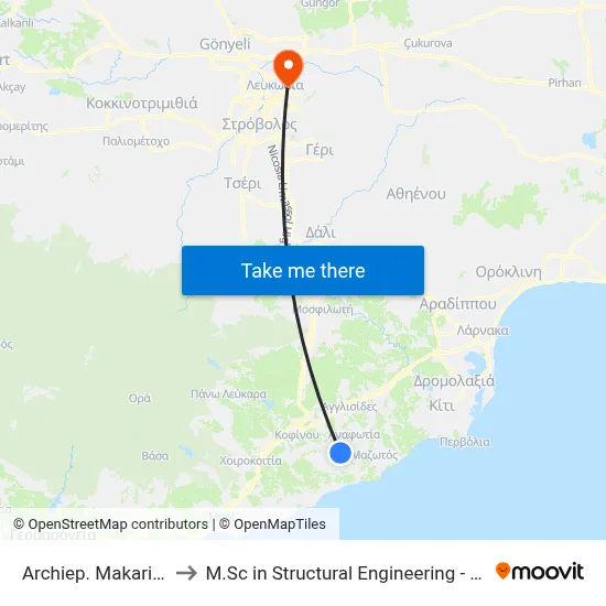 Archbishop Makarios C - 4th Stop to M.Sc in Structural Engineering - Frederick University Cyprus map