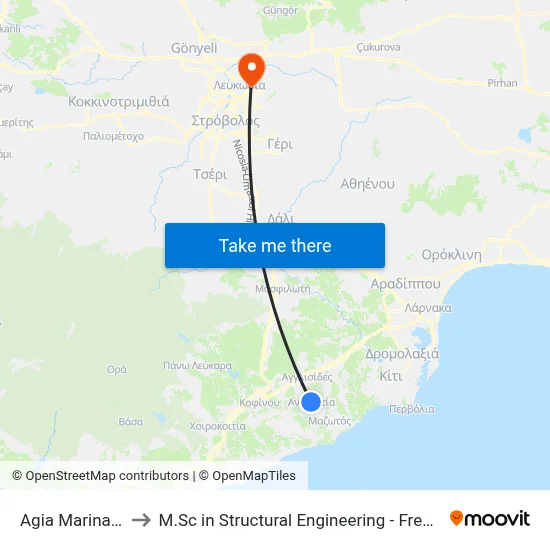 Ag. Marina Church to M.Sc in Structural Engineering - Frederick University Cyprus map