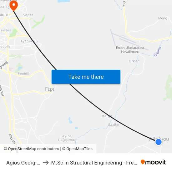 Ag. Georgios Church to M.Sc in Structural Engineering - Frederick University Cyprus map