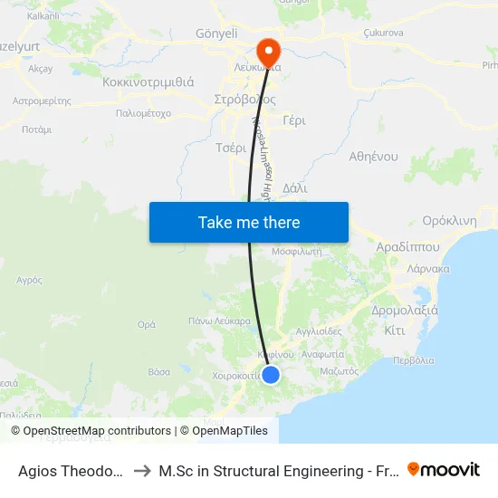 Ag. Theodoros Church to M.Sc in Structural Engineering - Frederick University Cyprus map