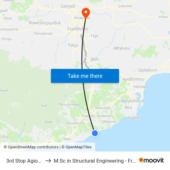 4thstop Ag. Theodoros to M.Sc in Structural Engineering - Frederick University Cyprus map