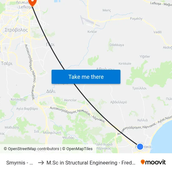 Smyrnis - Granikou to M.Sc in Structural Engineering - Frederick University Cyprus map