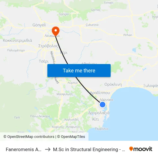 Faneromeni Ave. - Kalymnos to M.Sc in Structural Engineering - Frederick University Cyprus map