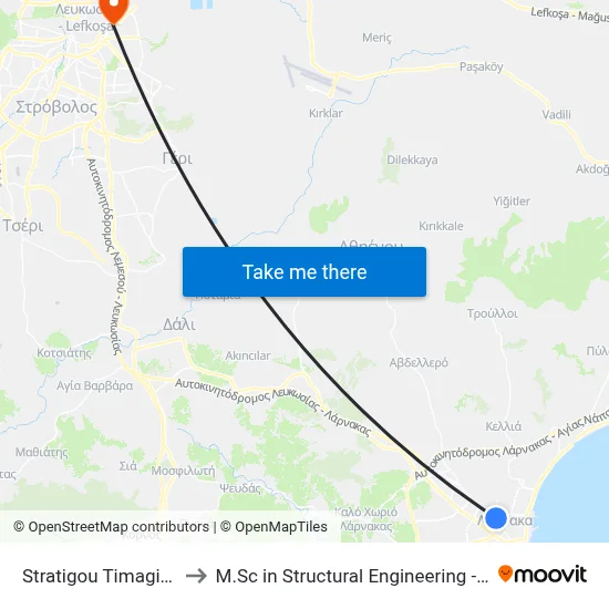 Stratigos Timagias Ave. - Granikos to M.Sc in Structural Engineering - Frederick University Cyprus map