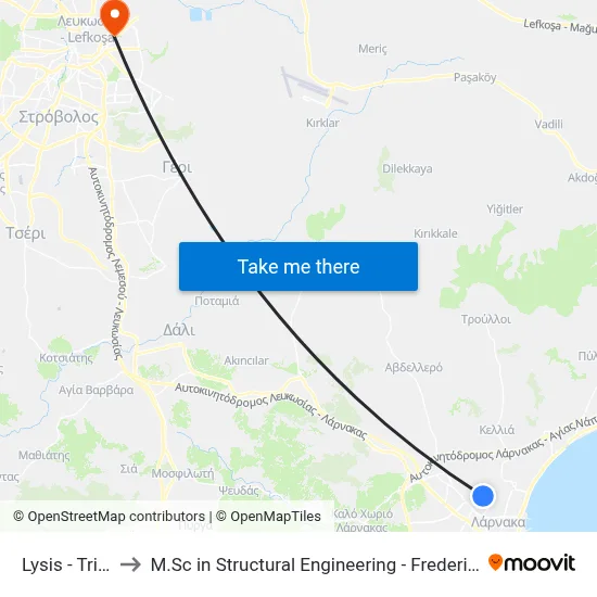 Lysis - Trikomou to M.Sc in Structural Engineering - Frederick University Cyprus map