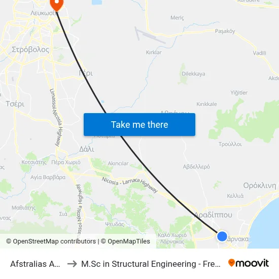 Australia Avenue - Chiou to M.Sc in Structural Engineering - Frederick University Cyprus map