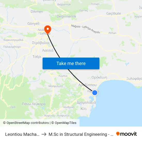 Leontios Machairas - Zakynthos to M.Sc in Structural Engineering - Frederick University Cyprus map