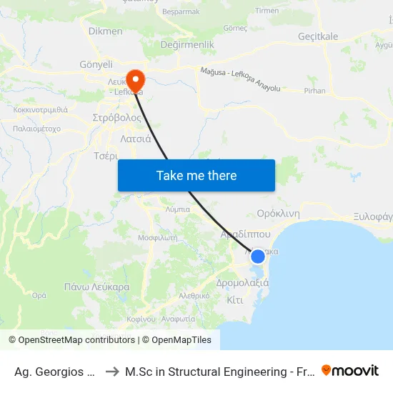 Ag. Georgios Elem. School to M.Sc in Structural Engineering - Frederick University Cyprus map
