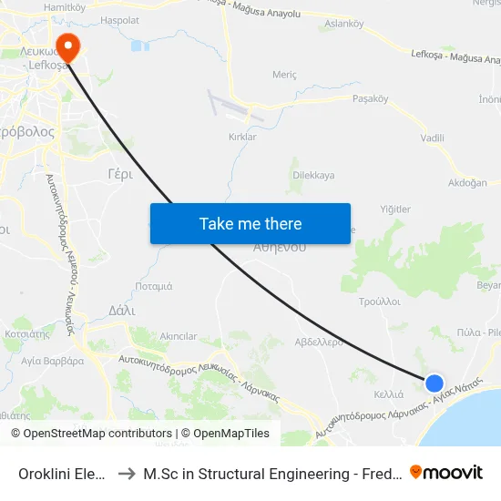 Oroklini Elem. School to M.Sc in Structural Engineering - Frederick University Cyprus map