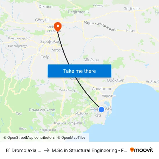 B´ Dromolaxia Elem. School to M.Sc in Structural Engineering - Frederick University Cyprus map