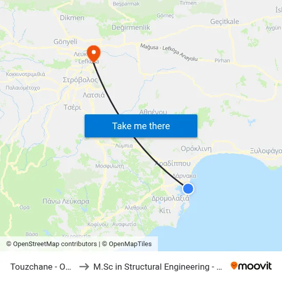 Touzchane - Onoufrios Kliridi to M.Sc in Structural Engineering - Frederick University Cyprus map