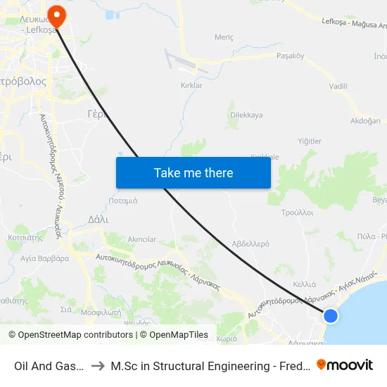 Oil And Gas Storages to M.Sc in Structural Engineering - Frederick University Cyprus map