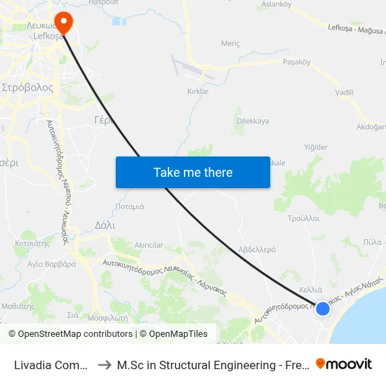 Livadia Comm. Stadium to M.Sc in Structural Engineering - Frederick University Cyprus map