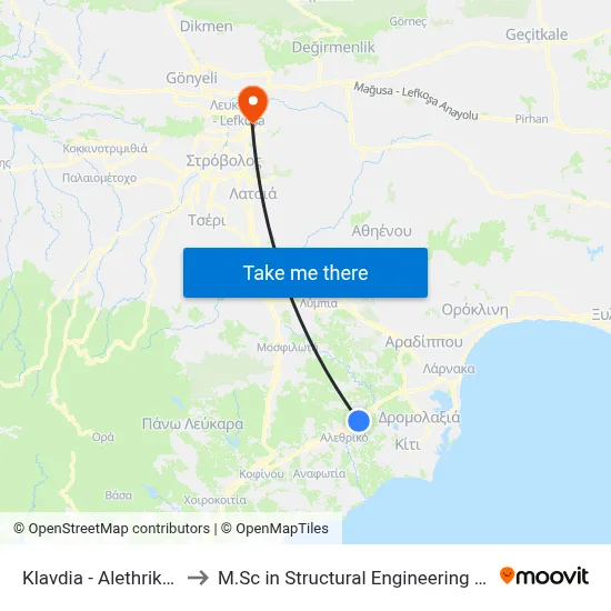 Klavdia - Alethriko Road - 1st Stop to M.Sc in Structural Engineering - Frederick University Cyprus map