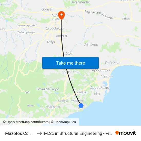 Mazotos Comm. Stadium to M.Sc in Structural Engineering - Frederick University Cyprus map