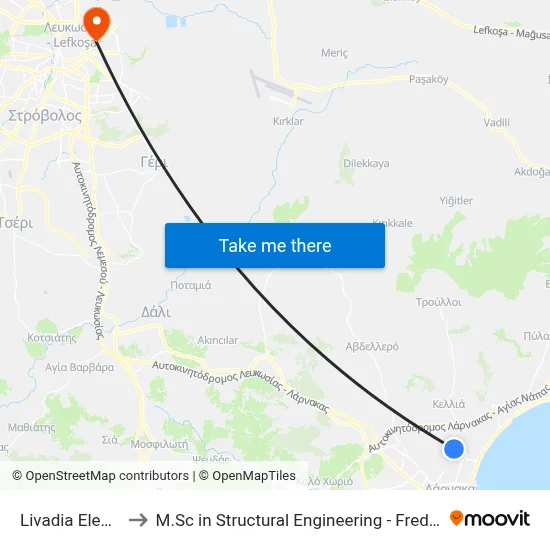 Livadia Elem. School to M.Sc in Structural Engineering - Frederick University Cyprus map