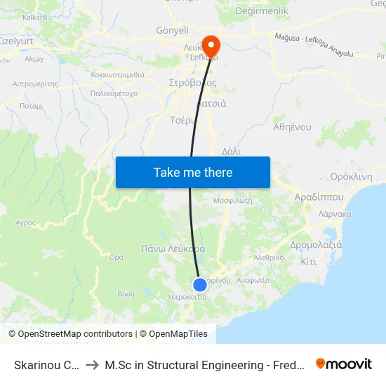 Skarinou Cemetery to M.Sc in Structural Engineering - Frederick University Cyprus map