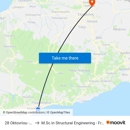 28 Oktovriou - Debenhams to M.Sc in Structural Engineering - Frederick University Cyprus map