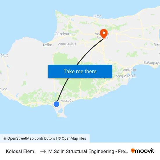 Kolossi Elem. School A´ to M.Sc in Structural Engineering - Frederick University Cyprus map